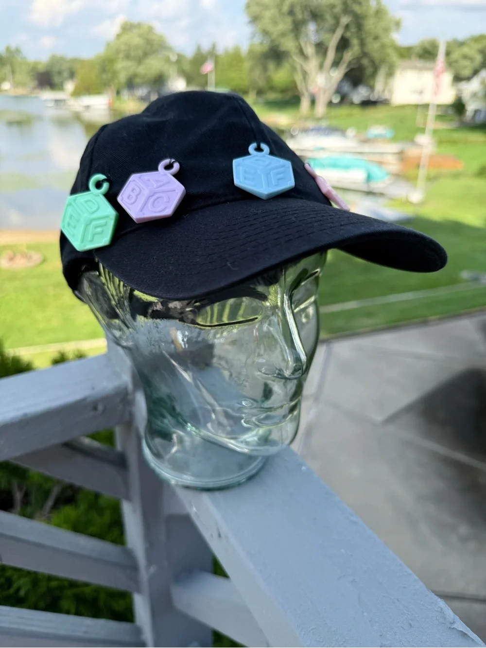 Women Black Baseball Cap with Pastel Charms one size fit all